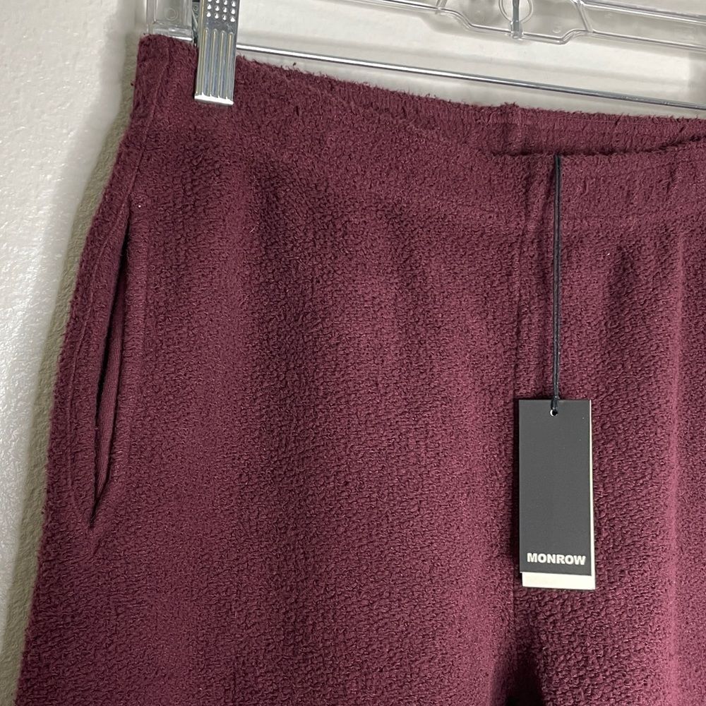 Monrow Teddy Fleece Slouchy Sweatpants Merlot Size Medium New - Picture 7 of 16